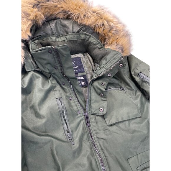 AWAKND LAND 3XL Mens Green Parka Faux Fur Hood WINTER COAT SIZE 3XL SKU 9294 - Picture 7 of 16